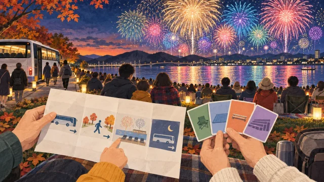 2万5,000発の前後に60分歩く？ 高石超花火バスツアー、席と総額の選び方